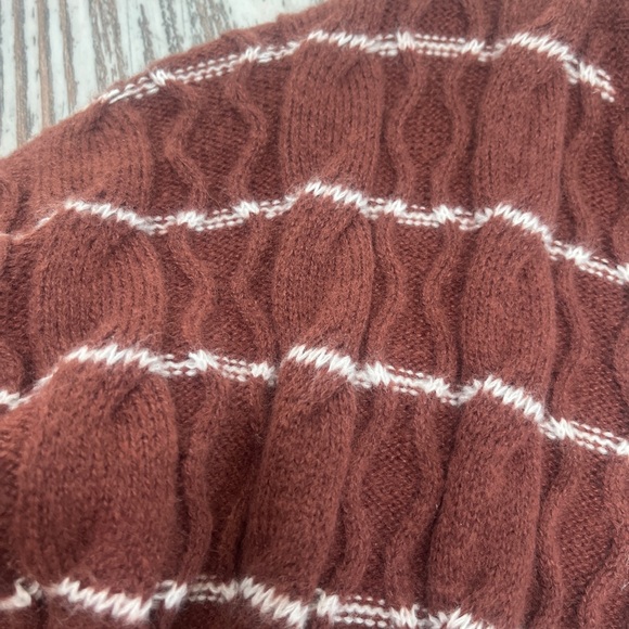 NWT - Zesica Women’s Small Open Front Striped Cardigan Sweater  Brown & White - Picture 4 of 14